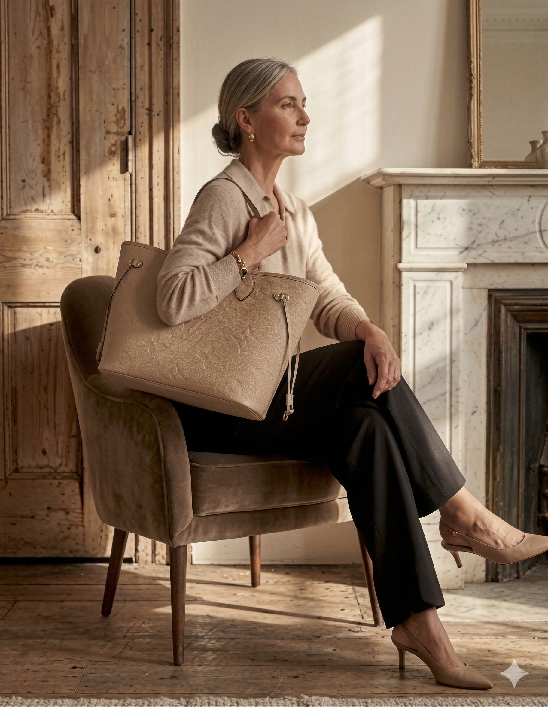 Elegant woman with designer tote bag